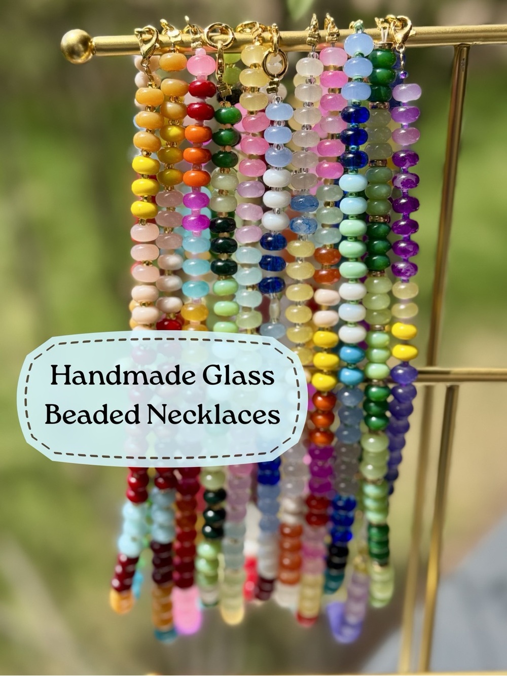 Handmade Glass Beaded Necklace - Multicolor